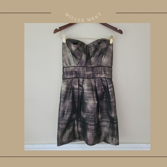 Laila Dresses & Skirts - Laila Black And‎ Gold Strapless Dress
